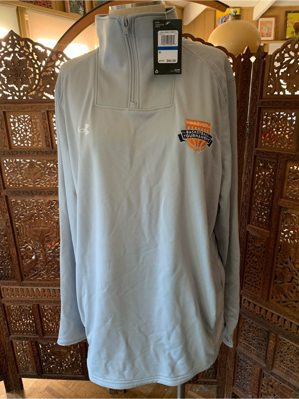 Under Armour Light Gray Whataburger Basketball Tournament Pullover